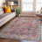Distressed Vintage Bordered Machine Washable Area Rug-1643066274