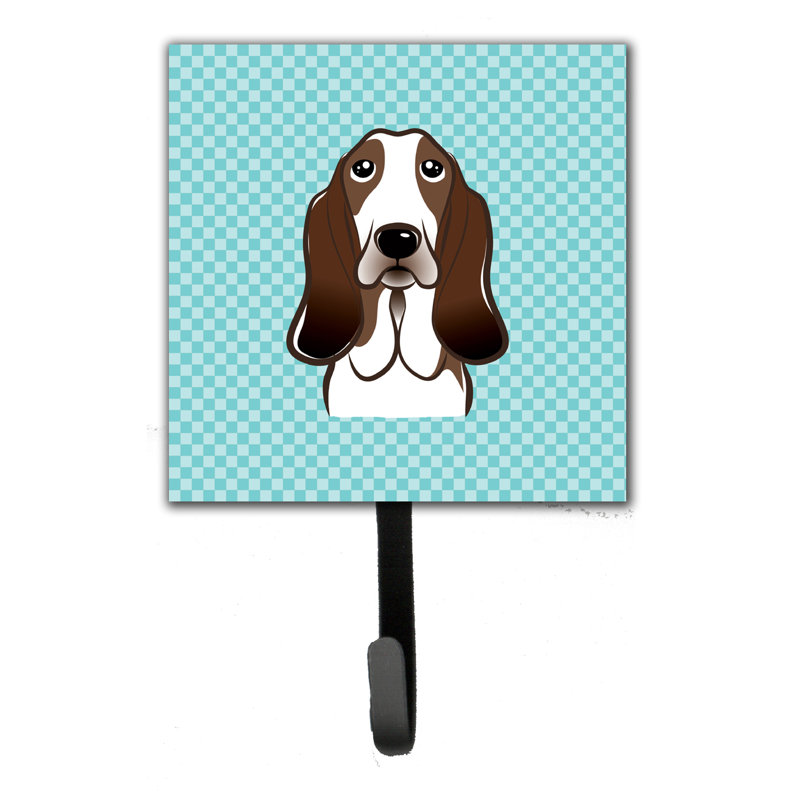 Porte-laisse hound et crochet mural damier basset