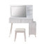 Meuble-lavabo moderne avec lumières DEL et miroir, ensemble de coiffeuse 4 tiroirs avec tabouret, luminosité à intensité variable de 3 couleurs, peu encombrant pour la chambre à coucher-1908277625