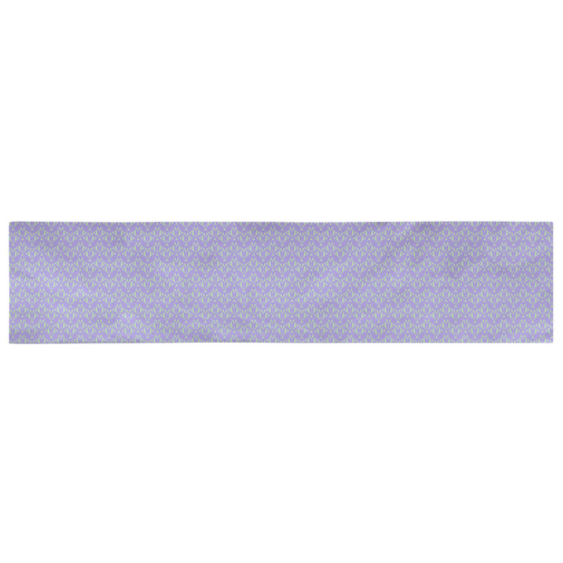 Chemin de table art déco Avicia, 90 po x 16 po, Mauve / Vert, Sergé de coton