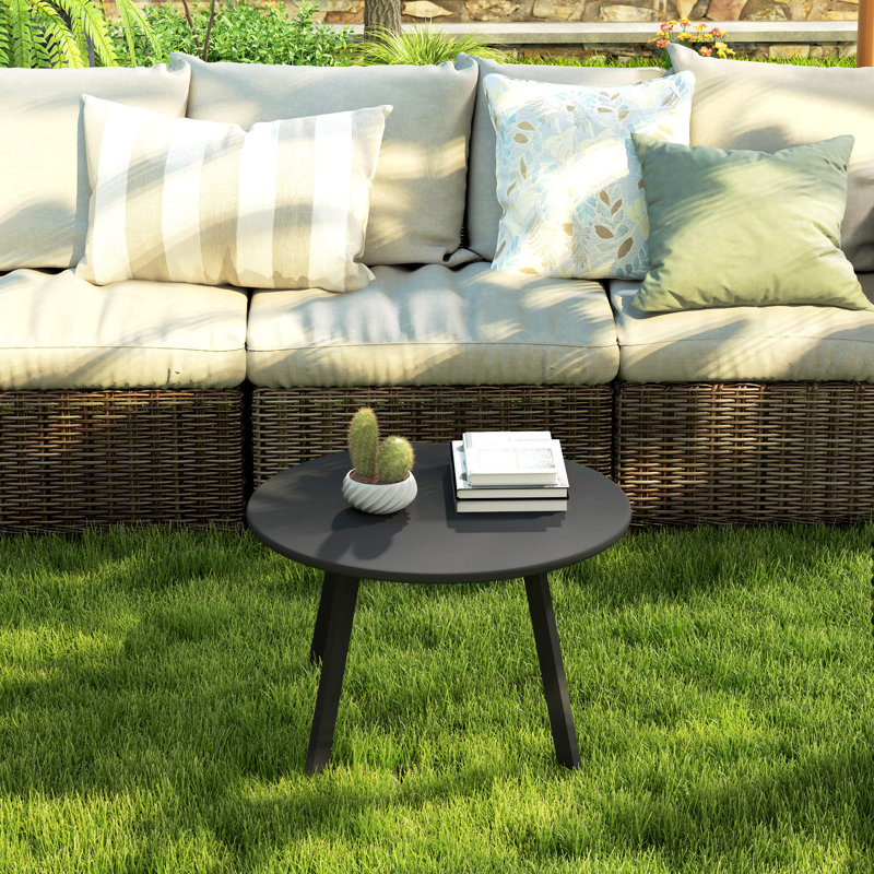 Outsunny 70cm Round Coffee Table with Non-Slip Foot Pads Charcoal Grey