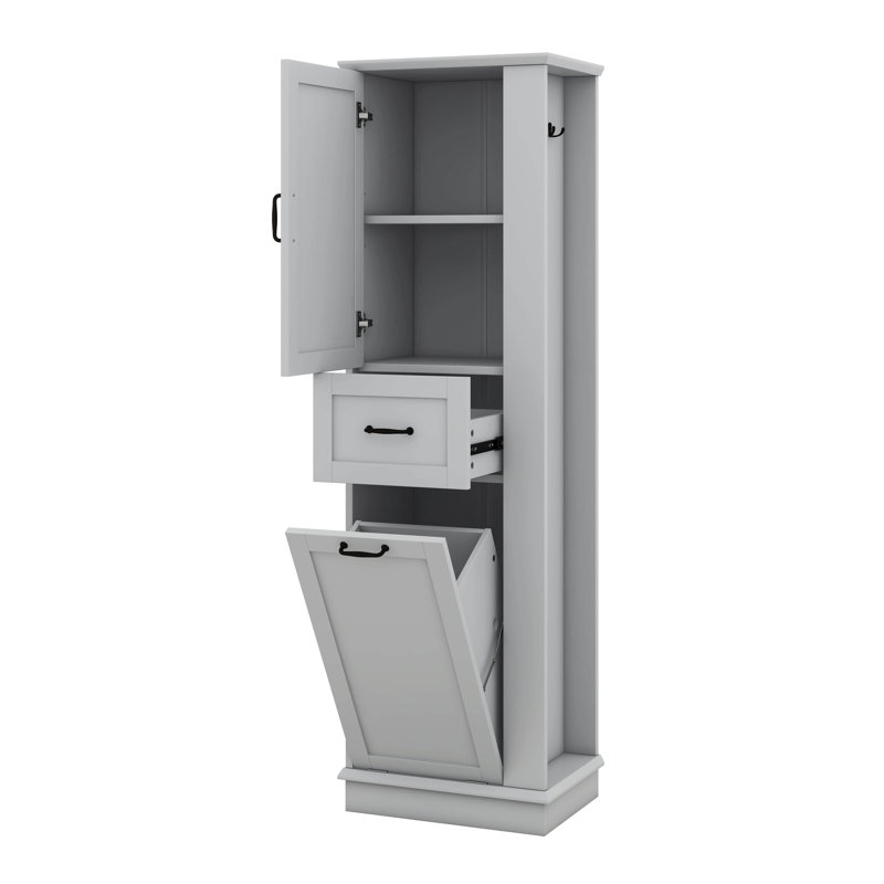 Armoire de rangement de 67,8 po de hauteur avec compartiment inclinable et tiroir, tablettes réglables, portes à charnières à fermeture en douceur