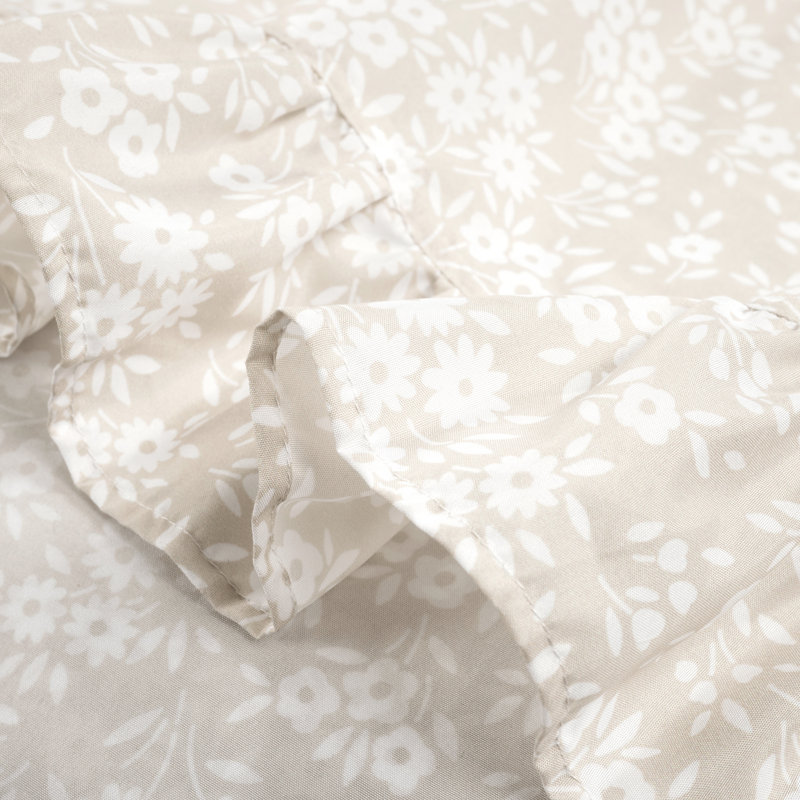 Ensemble de draps en microfibre Garden Of Flowers, Couvre-lit double + 5 pièces supplémentaires, Naturel