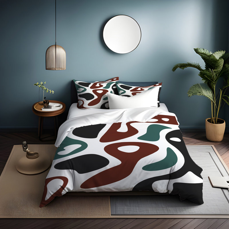 Polyester Abstract Duvet Cover, Twin Duvet Cover + 1 Queen Sham