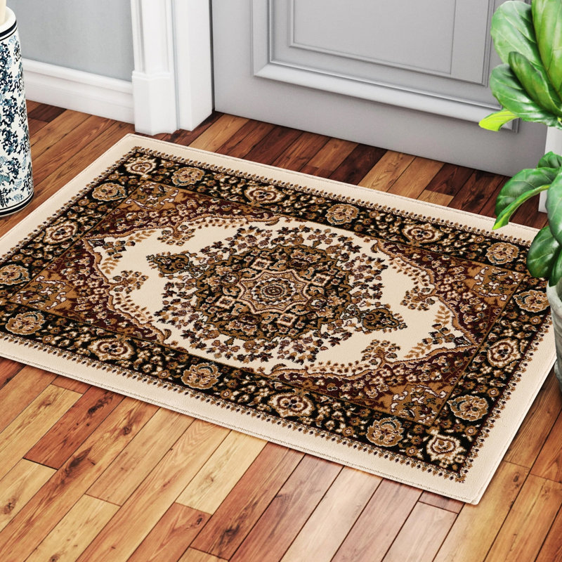 Tapis à médaillons multiples de 24 po X 36 po, conception traditionnelle ornée, polypropylène doux et 100%, idéal pour tapis de bricolage, po., Conception classique avec des ornements complexes, polypropylène