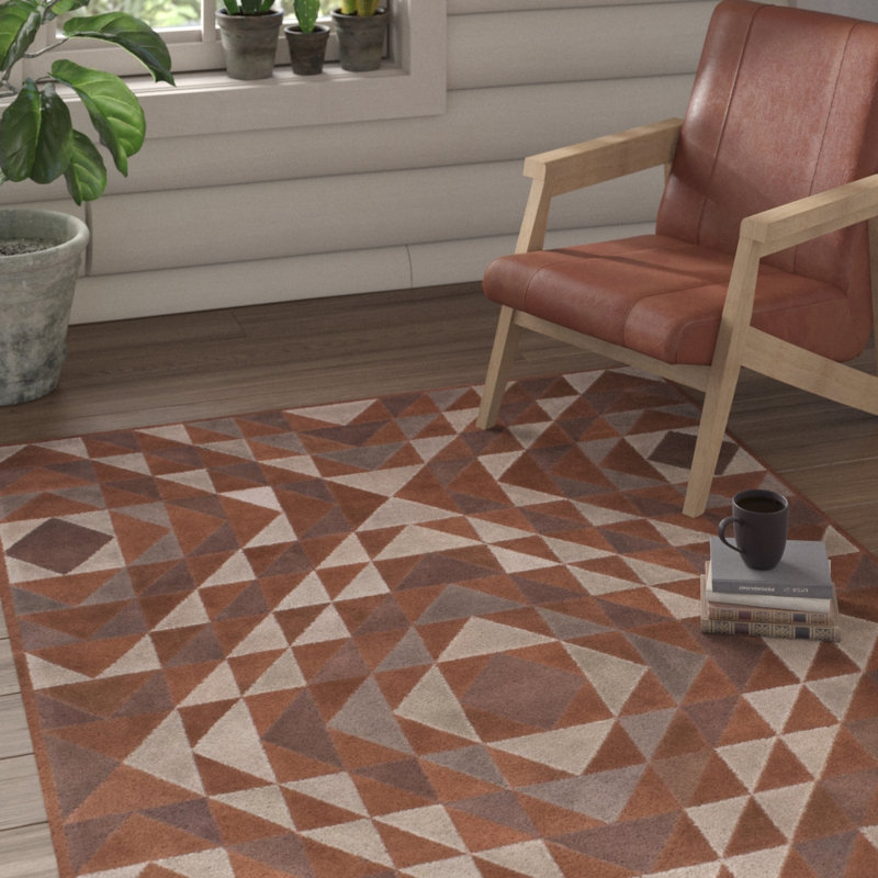 Milagros Leather Geometric Indoor Rug, Rectangle 5' x 7'6"