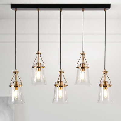 Lustre linéaire pour îlot de cuisine 5 lumières strasburg