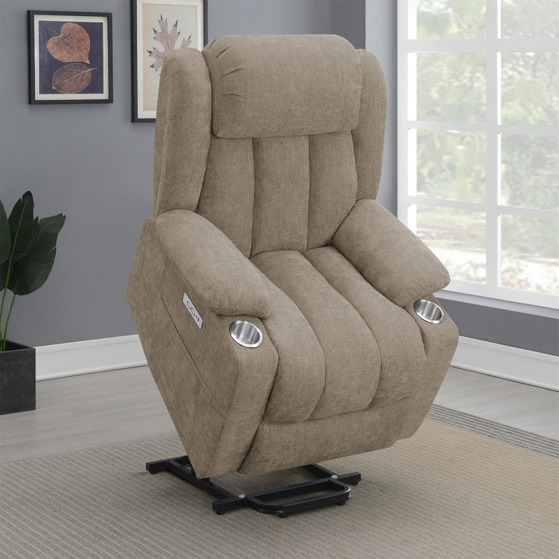 Fauteuil inclinable électrique Beca, Chenille brun clair