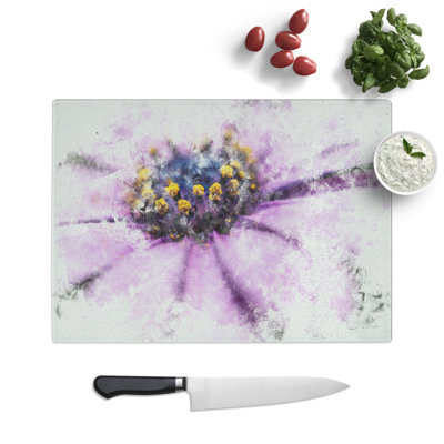 Tempered Glass Pollen of a Purple Gerbera Flower Chopping Board