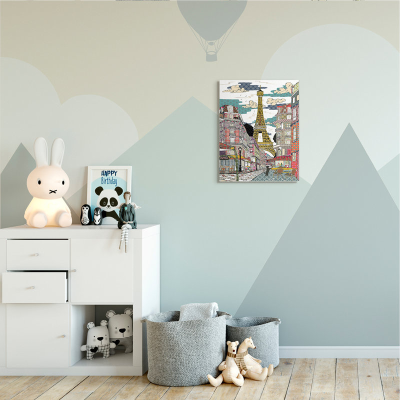 Christifère Christifer, patchwork de Paris, Toile tendue, H 20 po x l 16 po x P 1,5 po