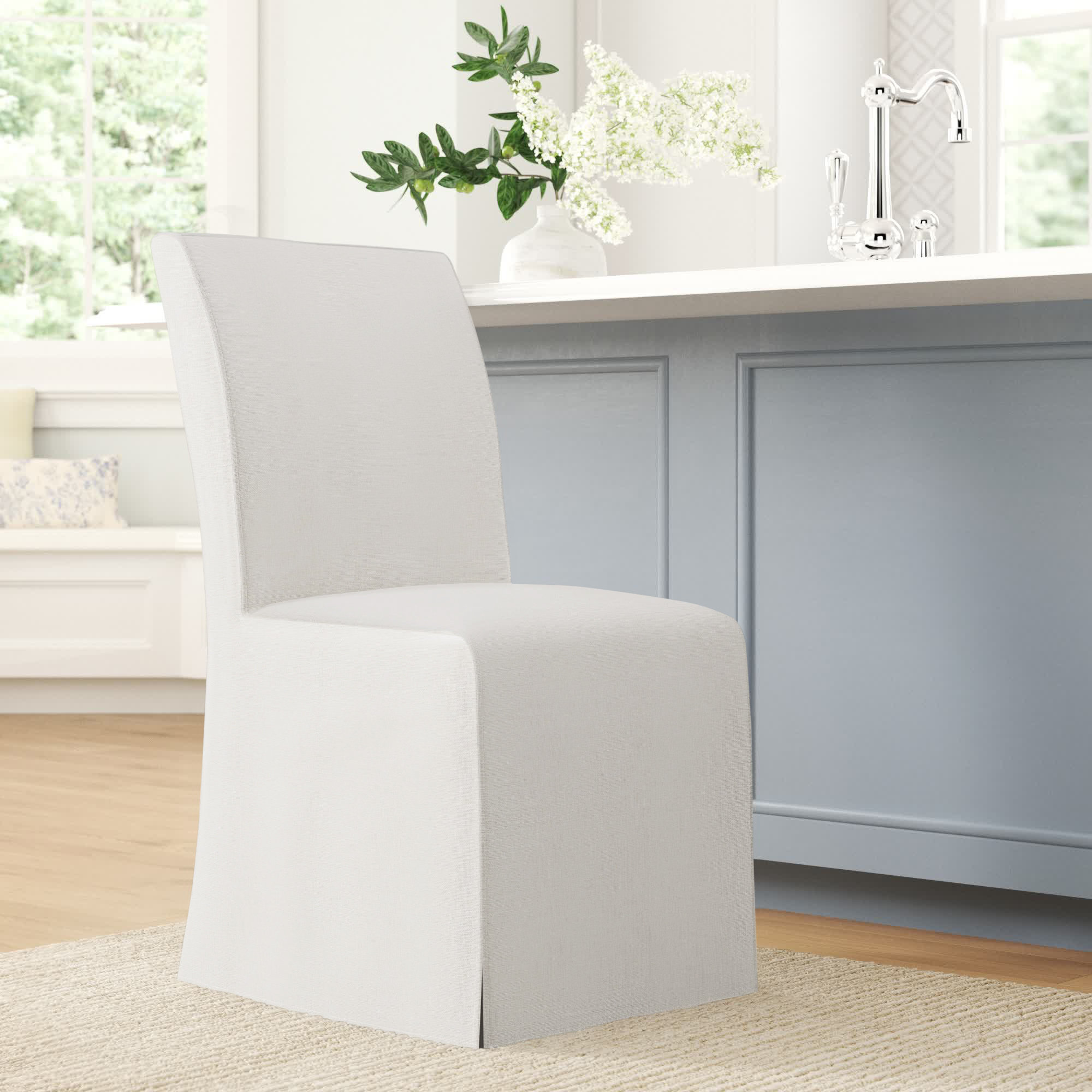 Sumatra Upholstered Parsons Chair, Zuma White