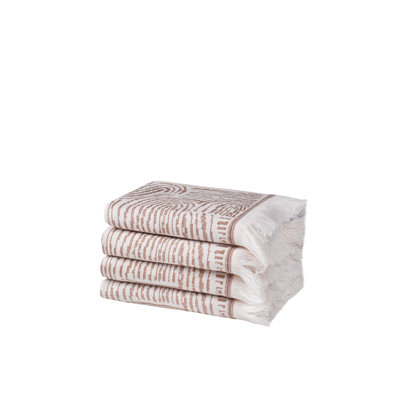 ARCANA Set of 4 Washcloth Coffee | Lightweight, Quickdry, Decorative, Luxury, with Fringes