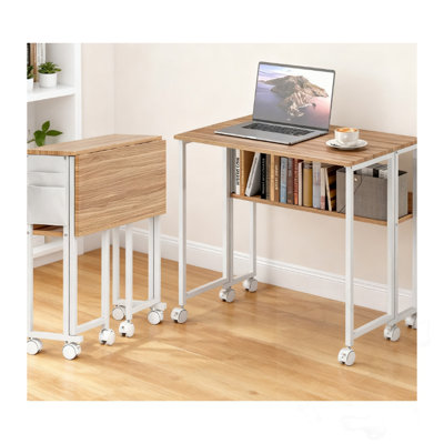 Bureau pliable avec sac de rangement, tablette et roulettes