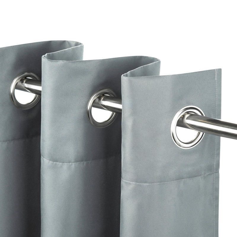 Abba Windproof Top & Bottom Grommet Outdoor Curtain Single Panel, Gray, 52"W x 96"L