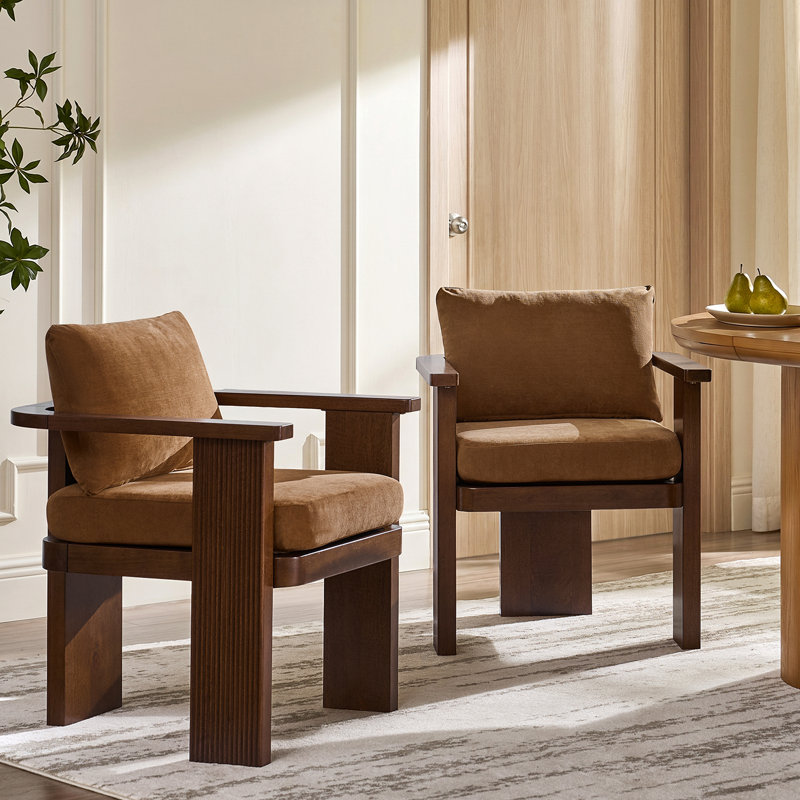 Ensemble de chaises de salle à manger en bois massif à trois pieds 24,75 po Kepley, 2, Caramel
