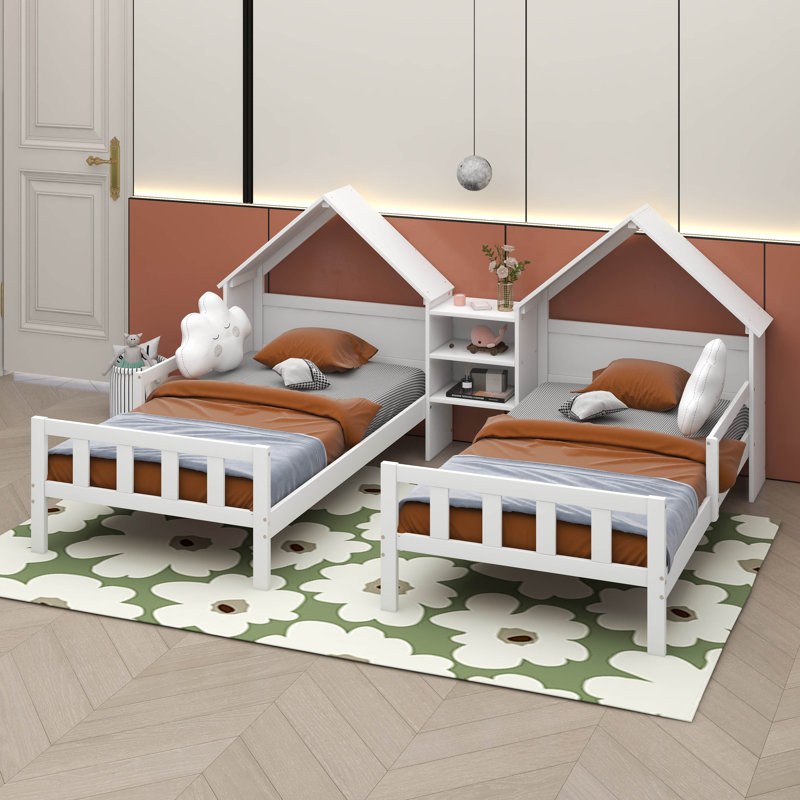Monterry Double Twin Size Platform Bed, White