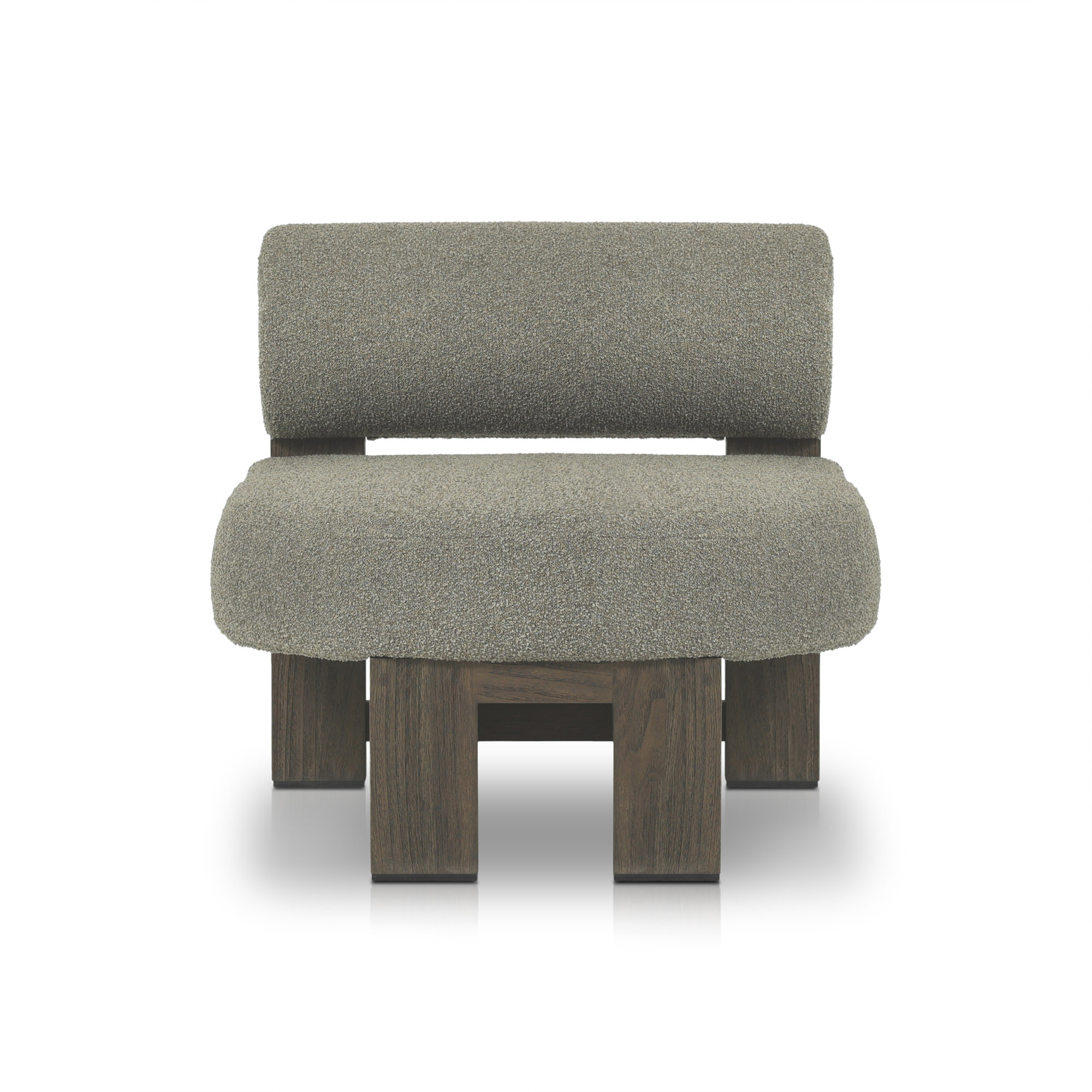 Teak Outdoor Armless Lounge Chair, Medium Brown, Stained Saddle Brown