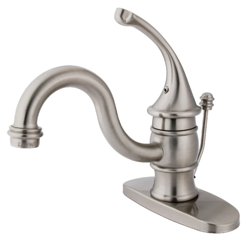 Kingston Brass Georgian Single-Handle 1-Hole Deck Mount Bathroom Faucet with Plastic Pop-Up, Brushed Nickel