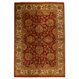 Hand Knotted Wool Oriental Area Rug in Red And Ivory