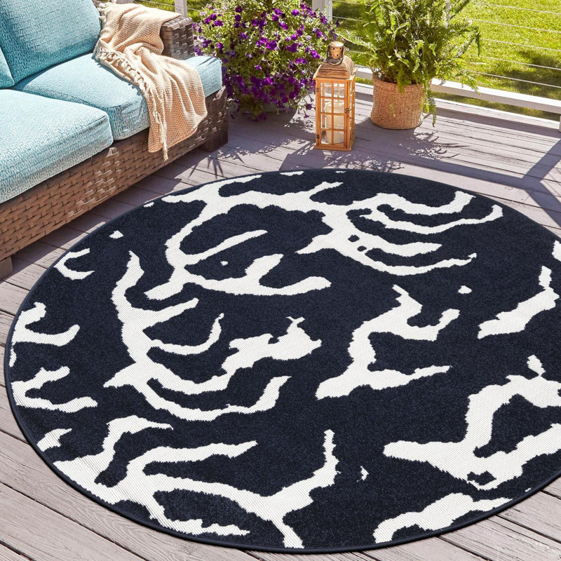 Sabrina Soto ReNew Indoor/Outdoor Rug Navy Blue, Round 3'1"