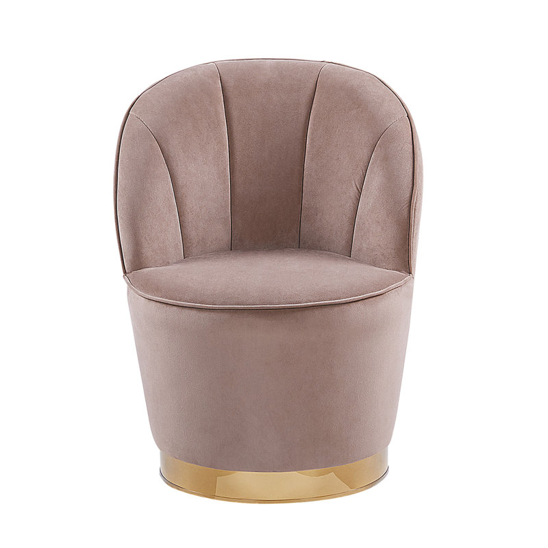 Dominique Velvet Barrel Chair, Beige