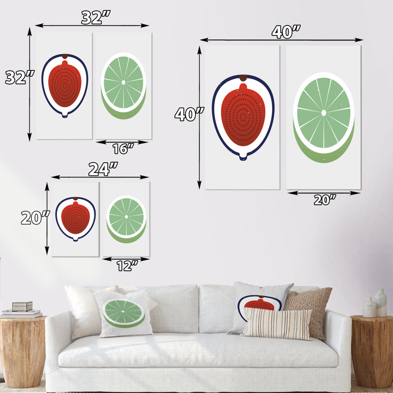 «Organic Vintage Fruits II», ensemble de 2 impressions, Toile tendue, H 20 po x l 24 po x P 1 po