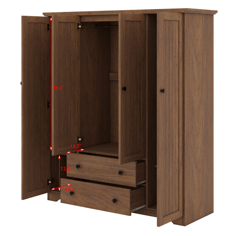 Armoire 4 portes avec 2 tiroirs, Brown