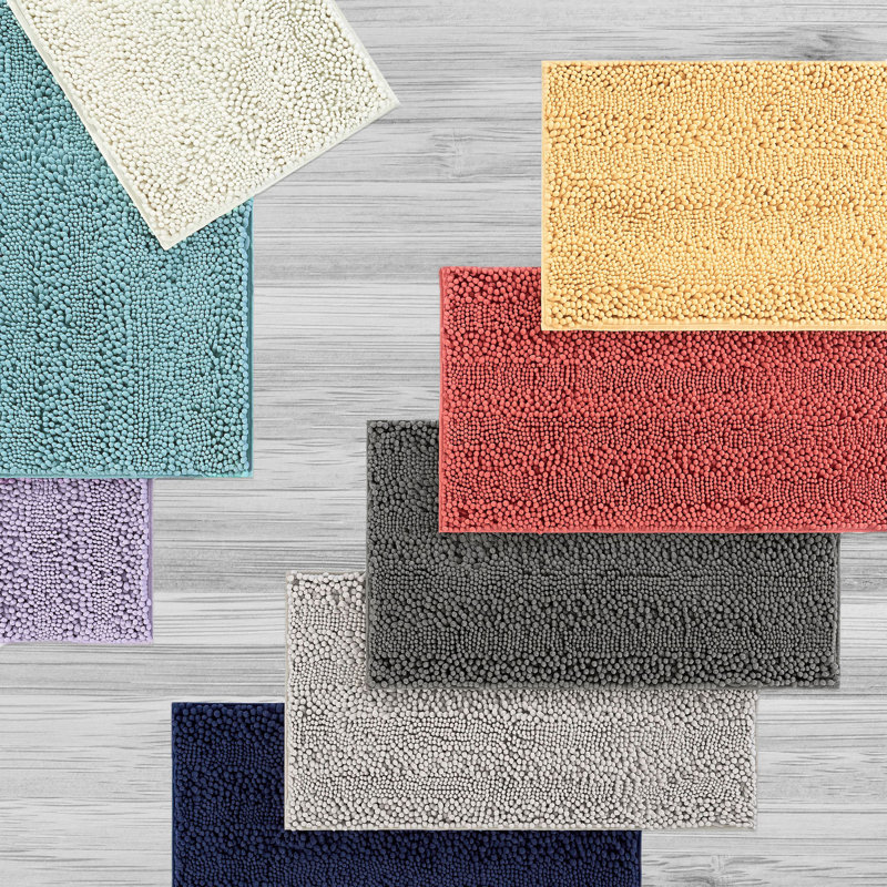 Indigo Chenille Non-Slip Bath Mat Set