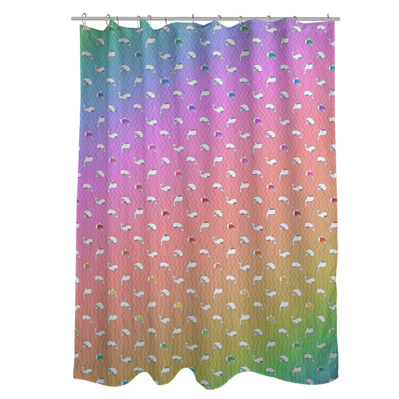 Rideau de douche simple katelyn elizabeth baleines, Rouge / Vert / Blanc