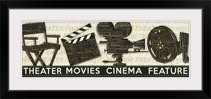 « cinema rétro », H 24 po x l 56 po x P 1 po, Cadre noir