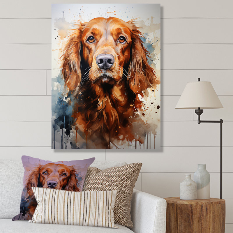 «Dog Irish Setter Impressions II», reproduction sur toile, Toile tendue, 40" H x 30" W
