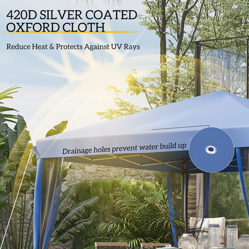 Height Adjustable Pop Up Canopy Tent,Instant Gazebo,Screen House Room With Carry Bag, Blue