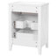 Meuble-lavabo blanc rétro 24 po avec lavabo en céramique, 3 tiroirs, structure en bois massif - Protection contre les débordements-130058139
