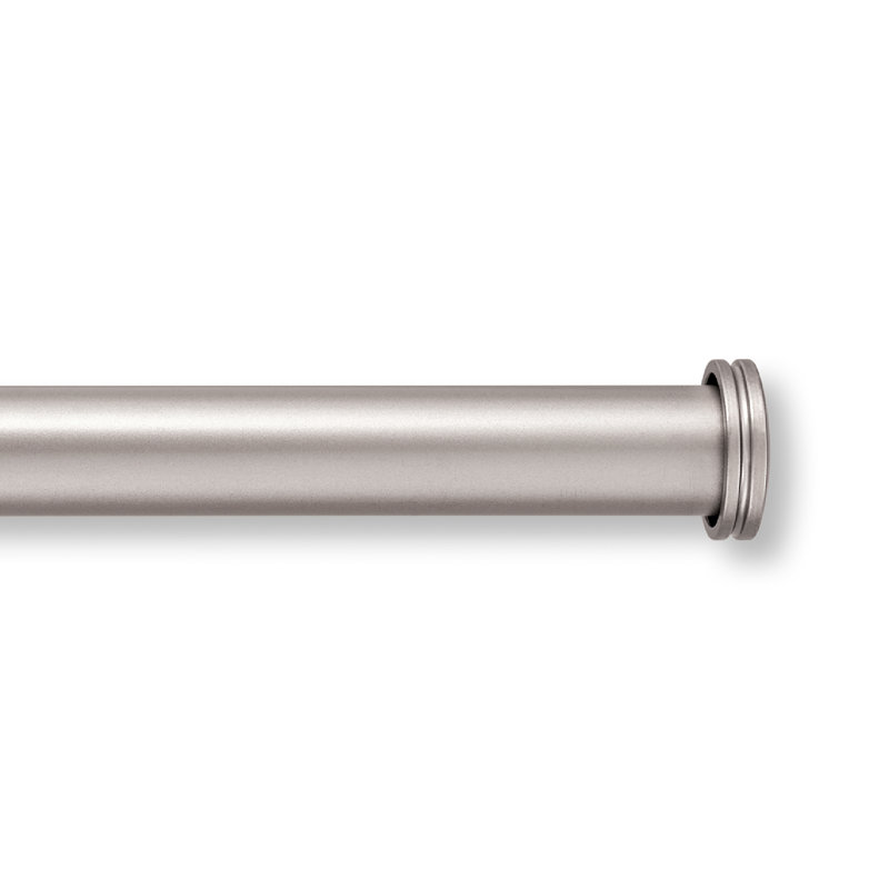 Nickel Adjustable Steel Curtain Rod Set with End Caps