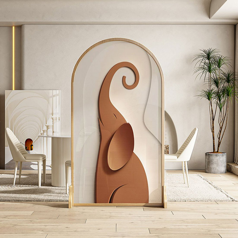 1 Panels Solid Wood Chiffon Single Panel Room Divider, 70.87" H x 55.12" W x 7.87" D, Gold