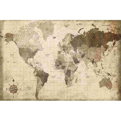 " Sepia Distressed World Map "