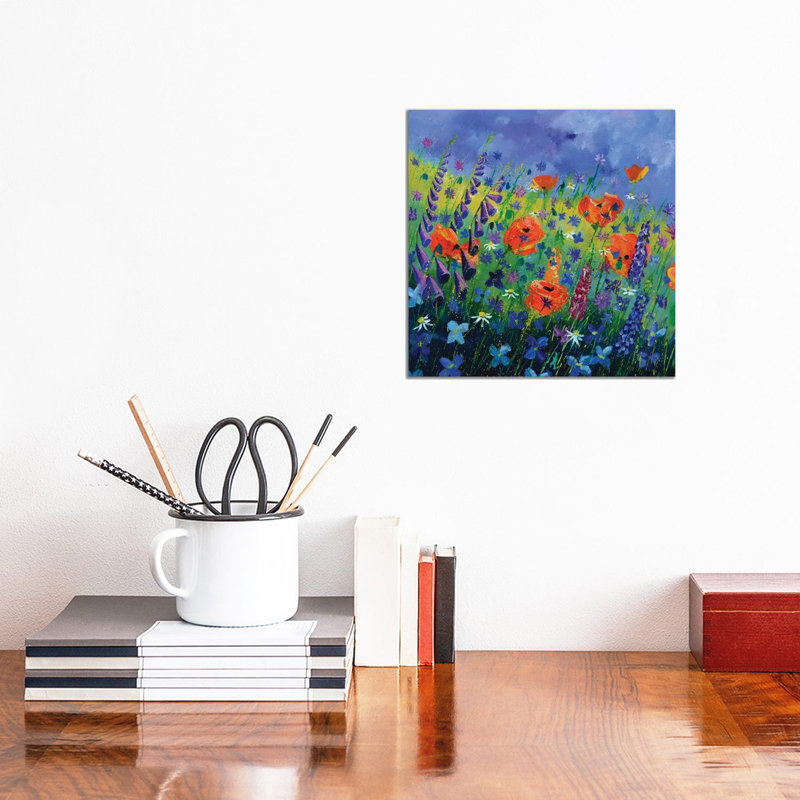 Garden Flowers - Orange Poppies by Pol Ledent - Wrapped Canvas Gallery-Wrapped Canvas Giclée, 30.48 cm H x 30.48 cm W