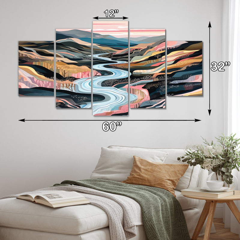 Gulnaj - impression sur toile de paysage abstrait - 5 panneaux