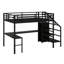 Lit mezzanine avec bureau en L et port USB, armoire et tablette réglable et DEL