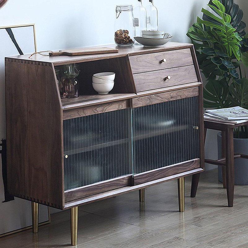 Simple glass sliding door storage sideboard