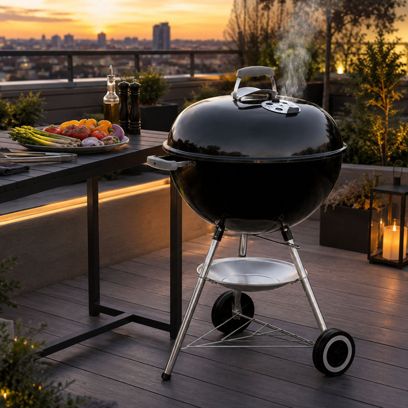 22'' Charcoal Kettle Grill, One-Touch Cleaning System