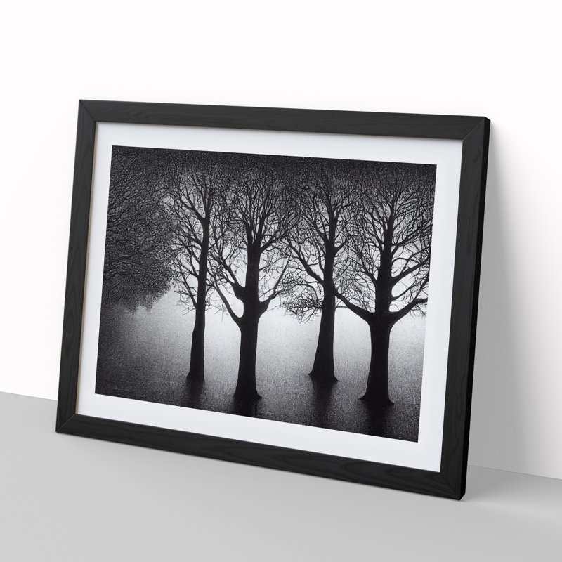 Enlightened Trees - Single Picture Frame Print, 46cm H x 64cm W x 2cm D, Black Framed
