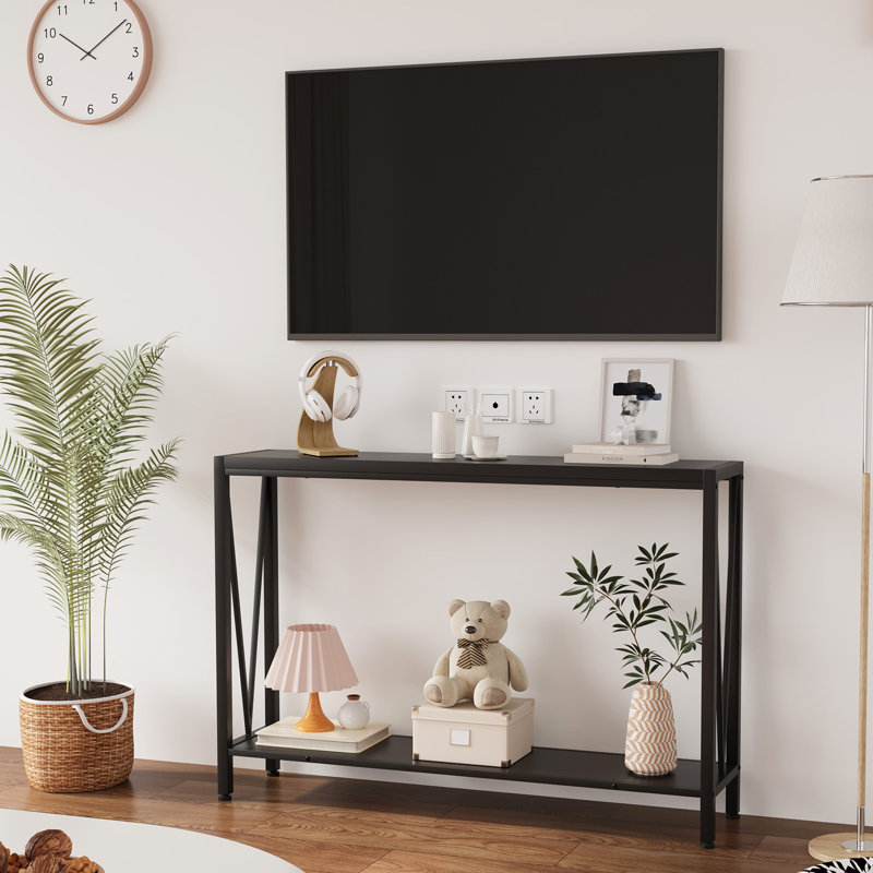 109 cm W Console Table, Black / Brown, Black