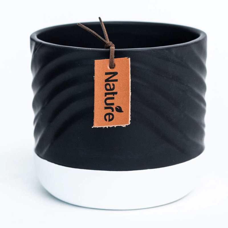 Ceramic Pot Planter, Black, 4.3" H x 4.7" W x 4.7" D
