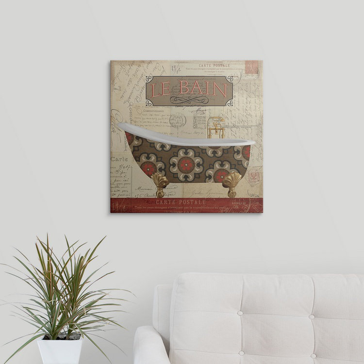 Postcard Bath " Postcard Bath I ", 20" H x 20" W x 1.5" D, Canvas