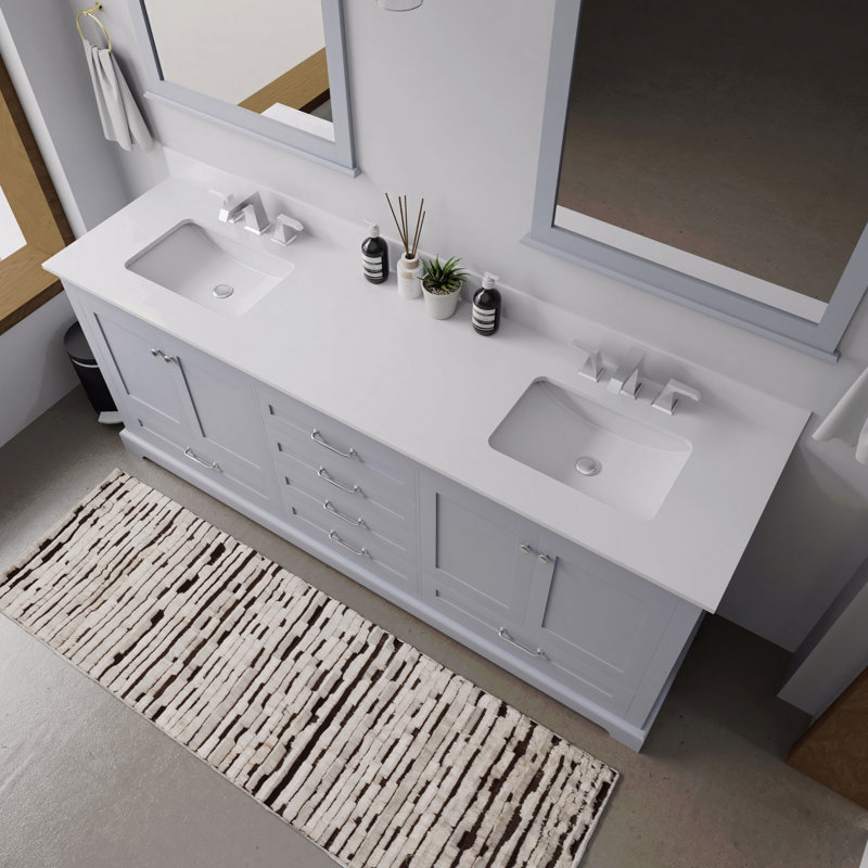 Meuble-lavabo double 80 po x P 22 po, Gris