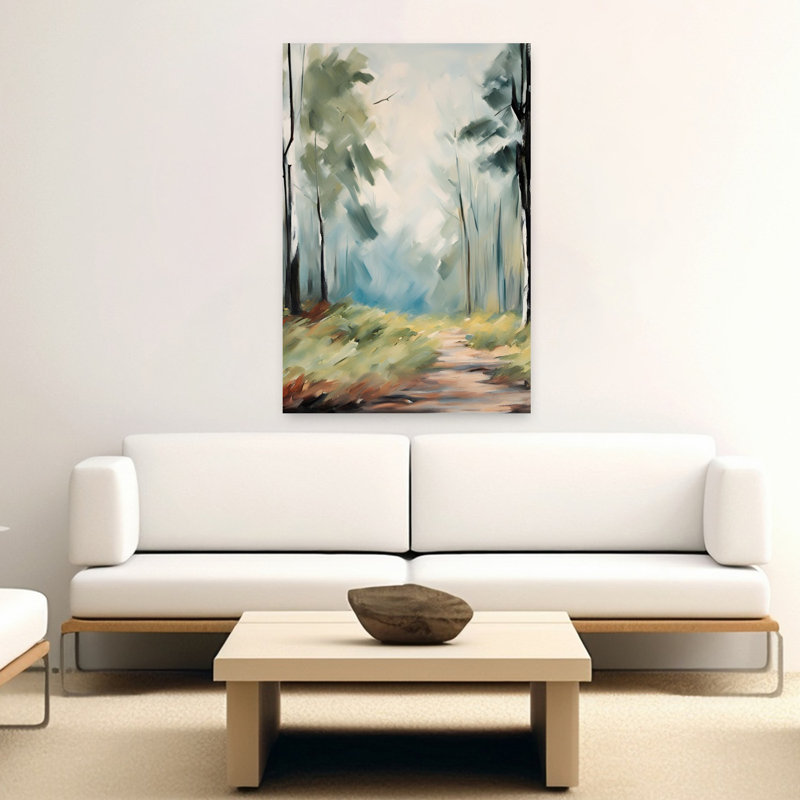 Art contemporain contemporain, paysage forestier abstrait, H 60 po x l 40 po