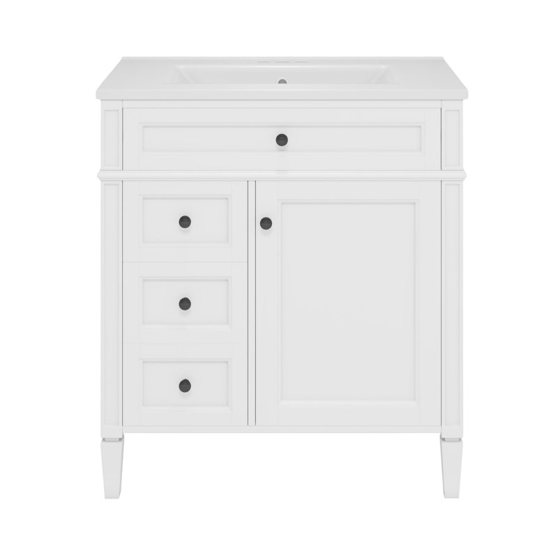 '' Modern Bathroom Vanity With Top Sink, Single Sink Storage Cabinet Featuring 2 Drawers And A Tip-out Drawer