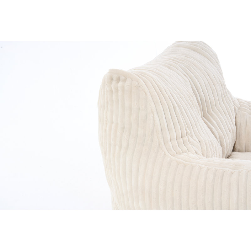 Fauteuil à billes en tissu, Velours côtelé beige