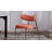 Set of 2 Modern Upholstered Dining Chairs with Rose Gold Stainless Steel Legs, Comfortable & Easy to Clean, Beige/Orange-1280532569